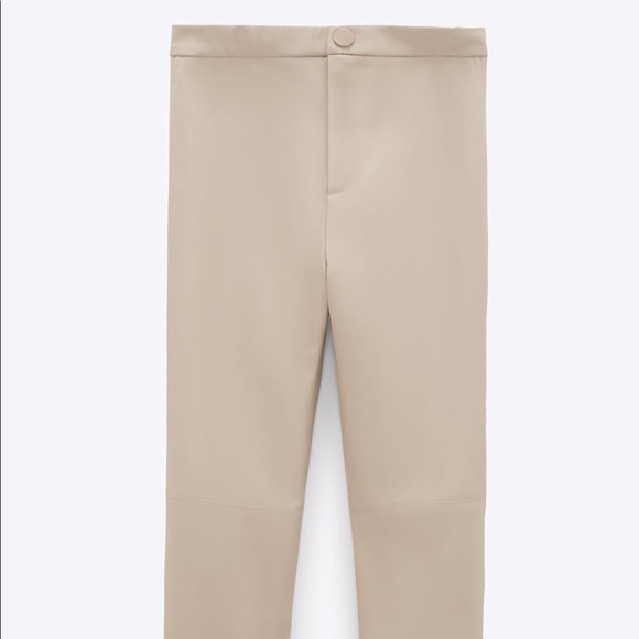 Zara beige/tan leather pants (skinny/tight fit) - Picture 4 of 4